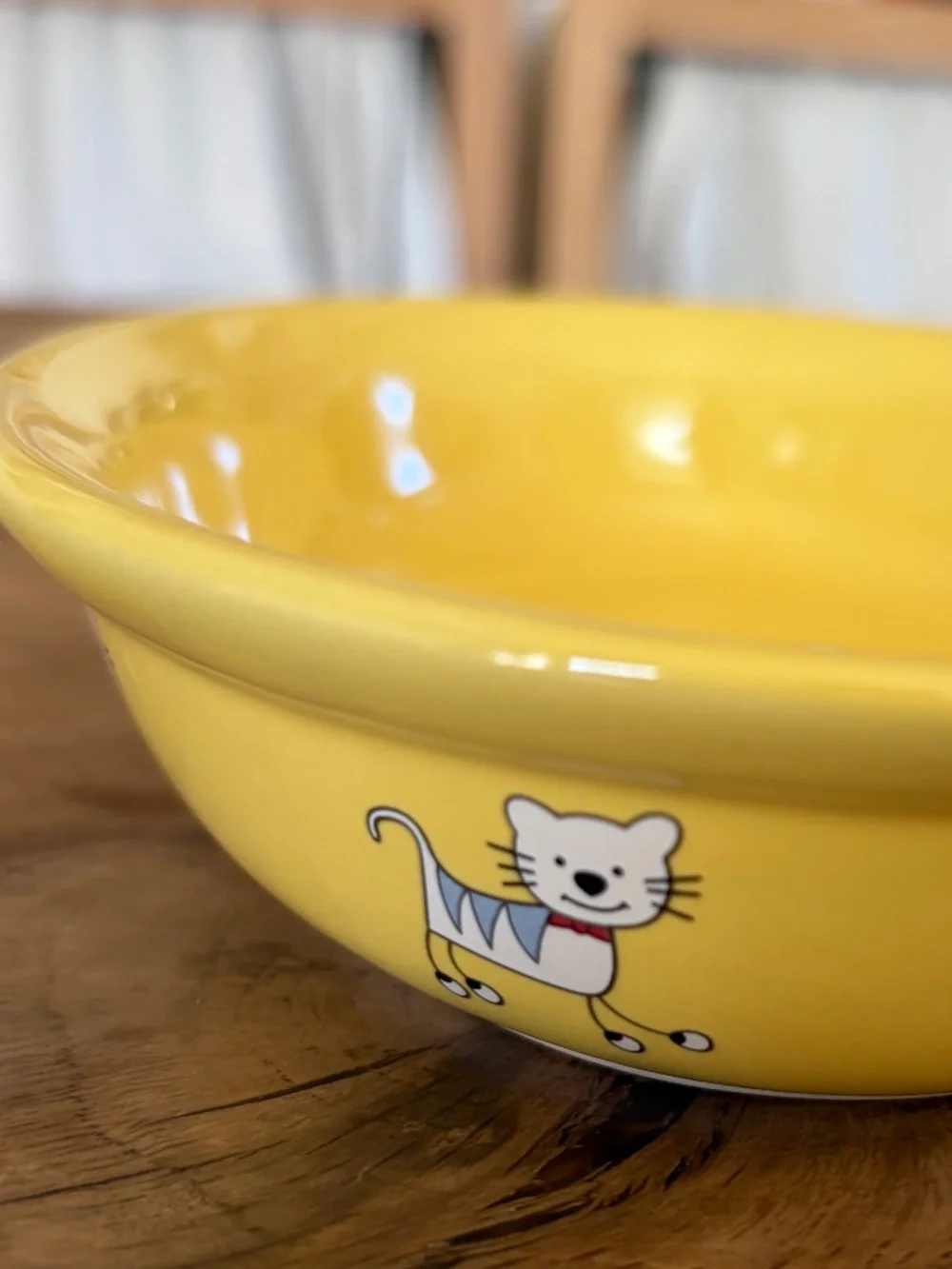 🐱 Whisker City Yellow “Meow” Cat Bowl | Sunny Y2K Kawaii Ceramic Pet Dish 💛